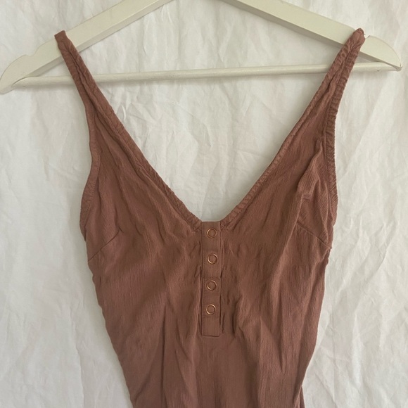 Free People Intimately brown V-Neck Buttoned Front Bodysuit Size Small - Picture 4 of 14